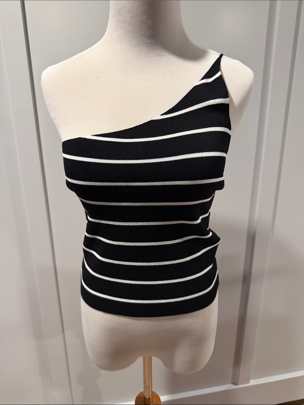 Massimo Dutti Black and White Striped Knit Top